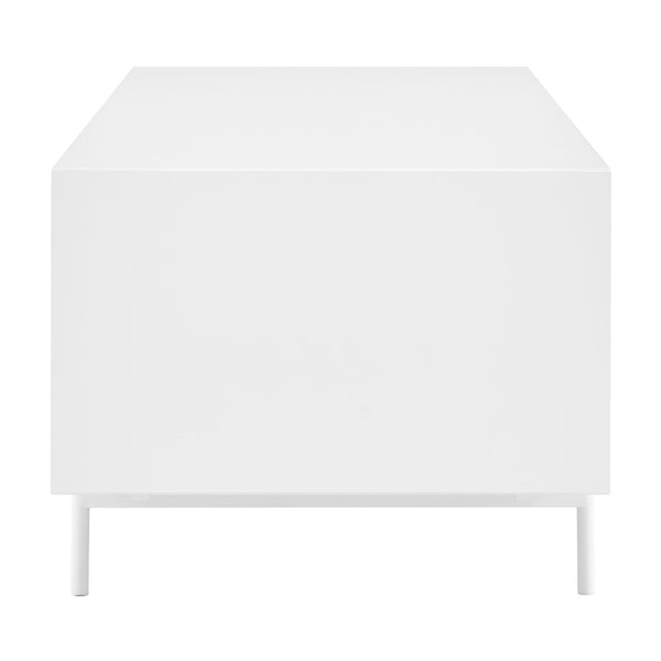HomeRoots 47" White Wood and Steel Coffee Table - Stylish Storage Solution with Two Shelves for Modern Living 700108