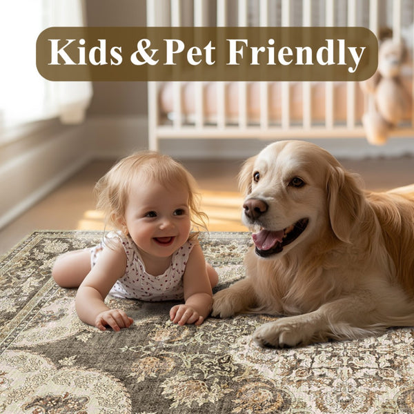 HomeRoots 9' Elegant Brown, Beige, and Ivory Medallion Area Rug - Washable, Durable, and Stylish for Any Room 9' X 12' 700114