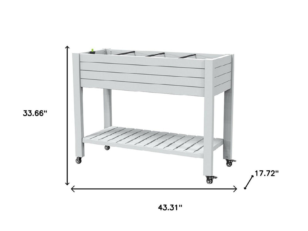 HomeRoots 34" Stylish Gray Resin Raised Garden Bed - Ergonomic, Weather-Resistant Design for Easy Planting! 700116