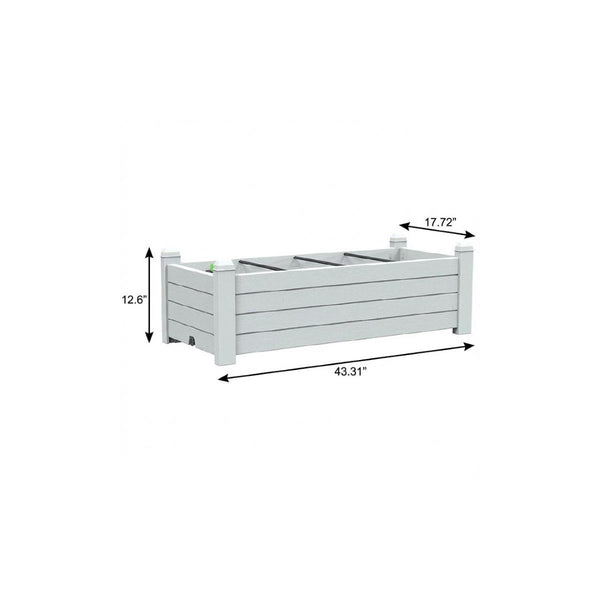 HomeRoots 13" Light Brown Resin Rectangular Planter Box - Durable, Elevated Design with Built-in Water Reservoir 700118