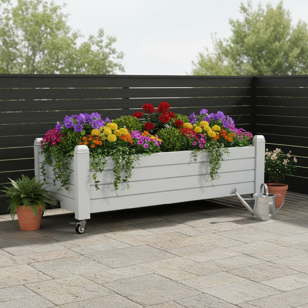 HomeRoots 18" Resin Rectangular Planter Box - Durable, Low-Maintenance Gardening Solution for Indoor & Outdoor Use 700119