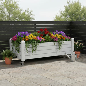 HomeRoots 18" Resin Rectangular Planter Box - Durable, Low-Maintenance Gardening Solution for Indoor & Outdoor Use 700119