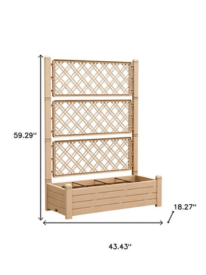 HomeRoots 59" Durable Light Brown Resin Rectangular Planter Box – Elevate Your Garden with Easy Maintenance! 700121