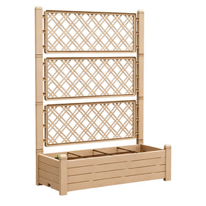 HomeRoots 59" Durable Light Brown Resin Rectangular Planter Box – Elevate Your Garden with Easy Maintenance! 700121