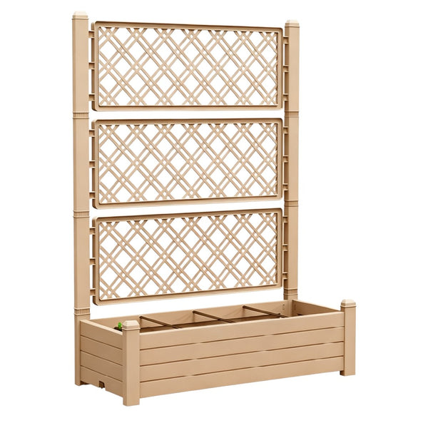 HomeRoots 59" Durable Light Brown Resin Rectangular Planter Box – Elevate Your Garden with Easy Maintenance! 700121