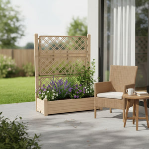 HomeRoots 59" Durable Light Brown Resin Rectangular Planter Box – Elevate Your Garden with Easy Maintenance! 700121