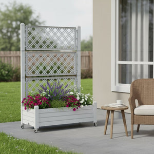 HomeRoots 64" Durable Gray Resin Rectangular Planter Box - Stylish, Elevated Design for Easy Gardening Anywhere! 700122