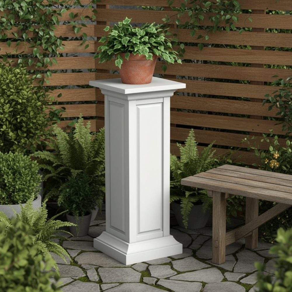 HomeRoots 36" Elegant White Resin Pedestal Plant Stand - Weather-Resistant & Timeless Design for Any Space 700123