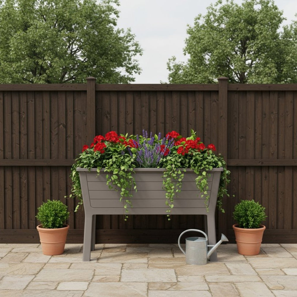 HomeRoots 20" Light Brown Resin Raised Garden Bed – Elevated Planter for Easy Planting & Healthy Growth 700124