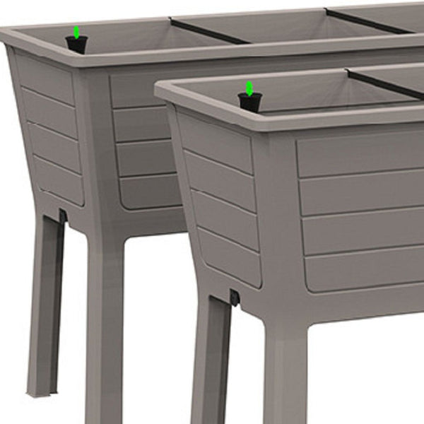 HomeRoots Set of Two 20" X 44" Light Brown Resin Elevated Garden Beds for Easy Planting and Growing 700126