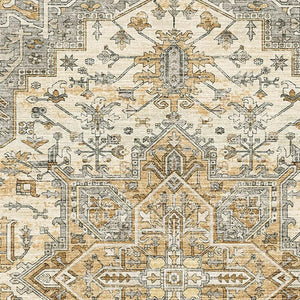 HomeRoots 8' Elegant Ivory and Brown Persian-Inspired Washable Area Rug for High-Traffic Homes and Spaces 8' X 10' 700129