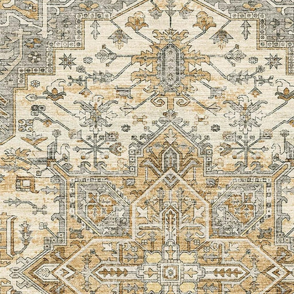 HomeRoots 8' Elegant Ivory and Brown Persian-Inspired Washable Area Rug for High-Traffic Homes and Spaces 8' X 10' 700129