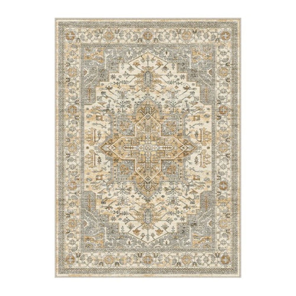 HomeRoots 8' Elegant Ivory and Brown Persian-Inspired Washable Area Rug for High-Traffic Homes and Spaces 8' X 10' 700129