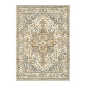 HomeRoots 8' Elegant Ivory and Brown Persian-Inspired Washable Area Rug for High-Traffic Homes and Spaces 8' X 10' 700129