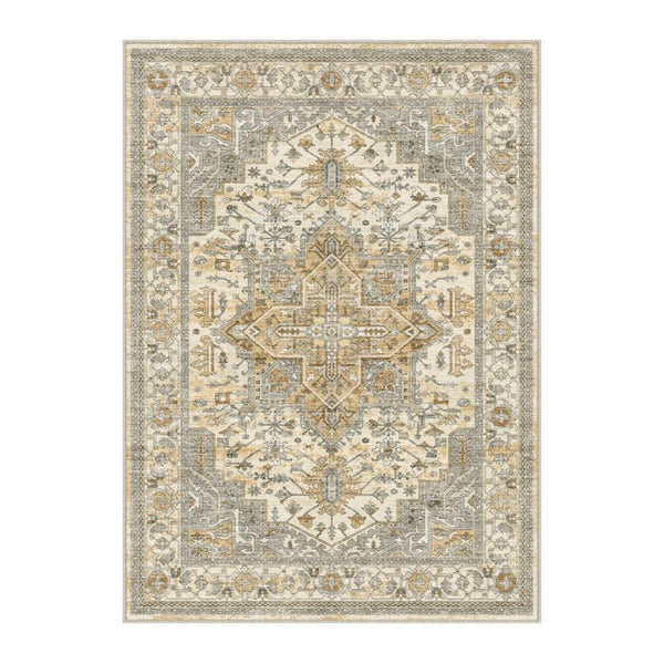 HomeRoots 8' Elegant Ivory and Brown Persian-Inspired Washable Area Rug for High-Traffic Homes and Spaces 8' X 10' 700129