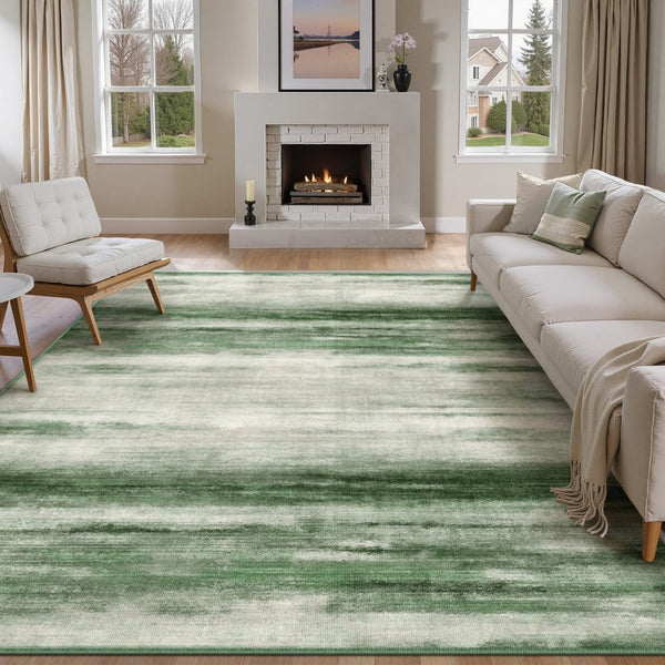 HomeRoots 8' Soft Abstract Green and Ivory Area Rug – Washable, Durable, Non-Slip, Perfect for Busy Homes 8' X 10' 700133