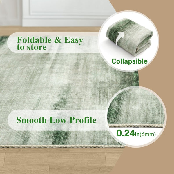 HomeRoots 8' Soft Abstract Green and Ivory Area Rug – Washable, Durable, Non-Slip, Perfect for Busy Homes 8' X 10' 700133