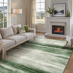HomeRoots 9' Green and Ivory Abstract Area Rug - Modern, Washable Design for Busy Homes & Stylish Comfort 9' X 12' 700134
