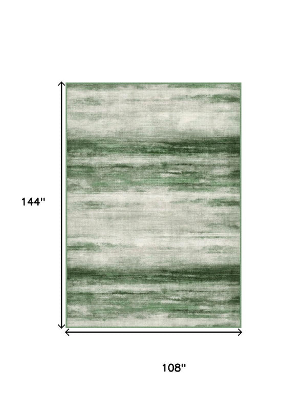 HomeRoots 9' Green and Ivory Abstract Area Rug - Modern, Washable Design for Busy Homes & Stylish Comfort 9' X 12' 700134