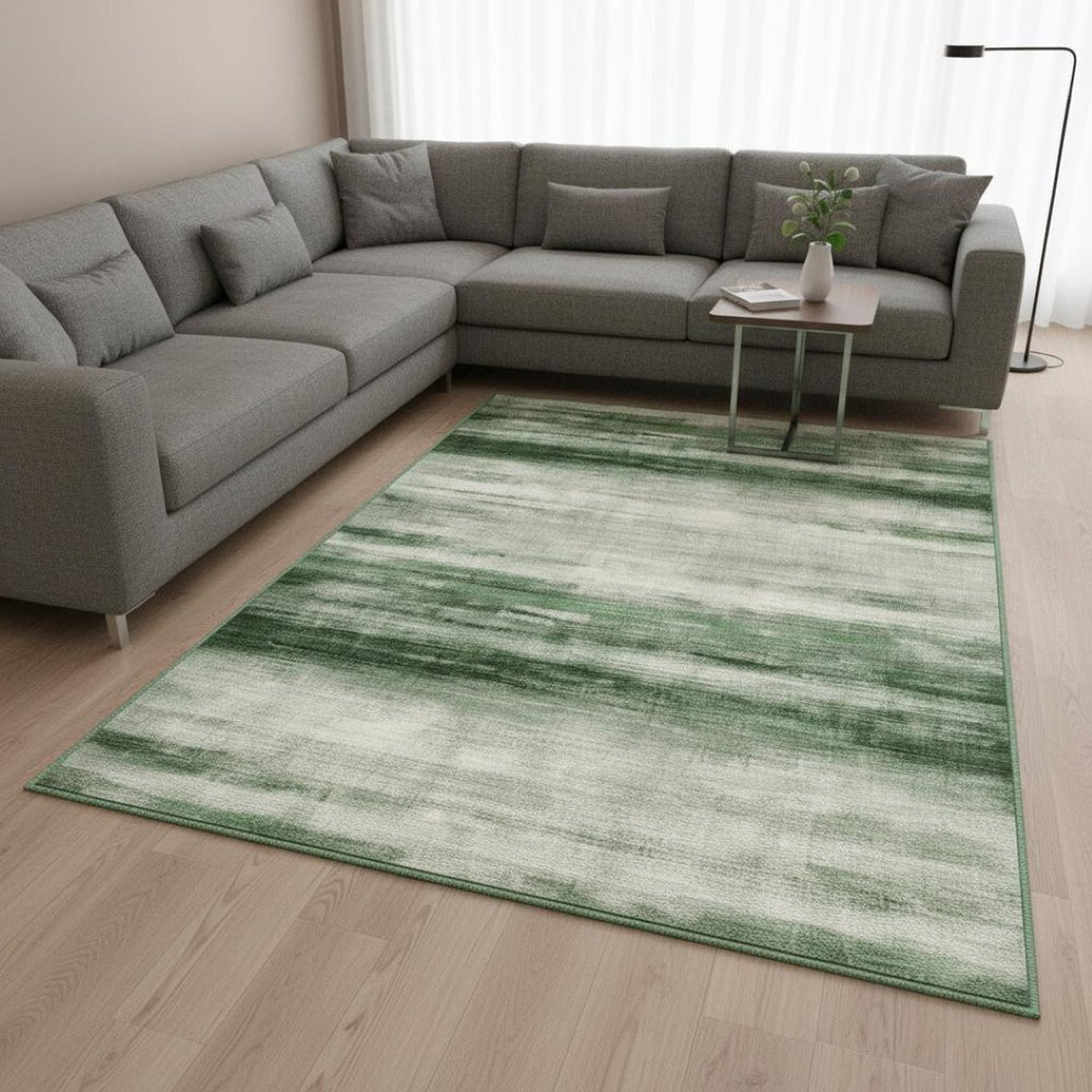HomeRoots 9' Green and Ivory Abstract Area Rug - Modern, Washable Design for Busy Homes & Stylish Comfort 9' X 12' 700134