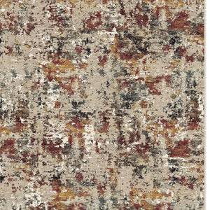 HomeRoots 6' Washable Area Rug in Beige, Red, and Ivory - Modern Abstract Design for Stylish Living Spaces 6' X 9' 700137