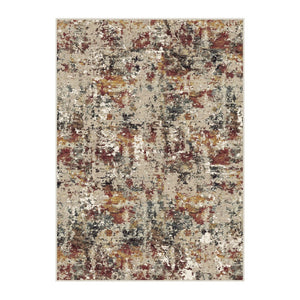 HomeRoots 6' Washable Area Rug in Beige, Red, and Ivory - Modern Abstract Design for Stylish Living Spaces 8' X 10' 700140