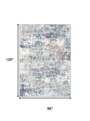 HomeRoots 8' Blue and Ivory Abstract Area Rug - Washable, Stain-Resistant, Non-Slip, Perfect for Busy Homes 8' X 10' 700144