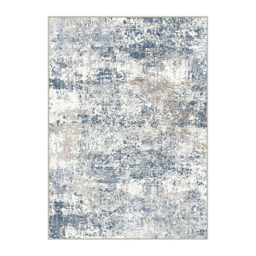 HomeRoots 8' Blue and Ivory Abstract Area Rug - Washable, Stain-Resistant, Non-Slip, Perfect for Busy Homes 8' X 10' 700144