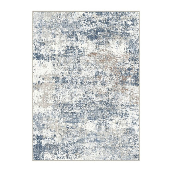 HomeRoots 9' Blue and Ivory Abstract Washable Area Rug – Stylish, Durable, Non-Slip for High-Traffic Homes 9' X 12' 700145