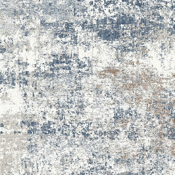 HomeRoots 9' Blue and Ivory Abstract Washable Area Rug – Stylish, Durable, Non-Slip for High-Traffic Homes 9' X 12' 700145