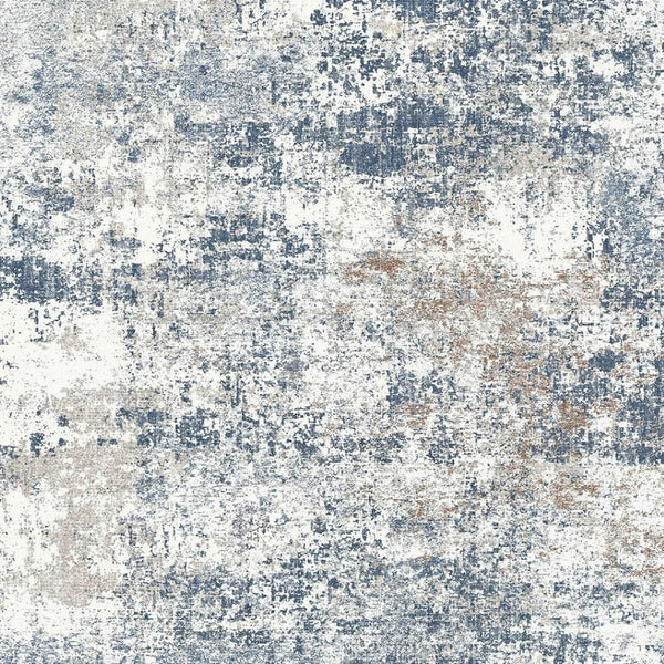 HomeRoots 9' Blue and Ivory Abstract Washable Area Rug – Stylish, Durable, Non-Slip for High-Traffic Homes 9' X 12' 700145
