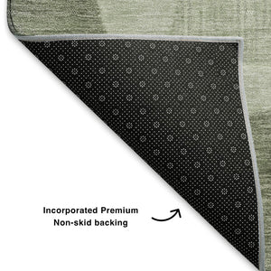 HomeRoots 8' Artichoke Green & Gray Geometric Washable Round Rug - UV Protected, Perfect for Busy Homes! 700148