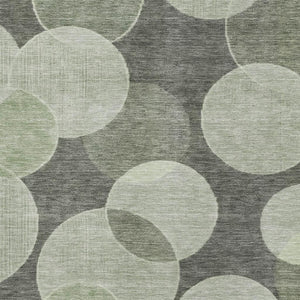 HomeRoots 8' X 10' Artichoke Green & Gray Geometric Area Rug - Washable, UV Protected, Perfect for High Traffic Areas 700149