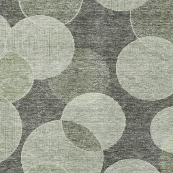 HomeRoots 8' X 10' Artichoke Green & Gray Geometric Area Rug - Washable, UV Protected, Perfect for High Traffic Areas 700149