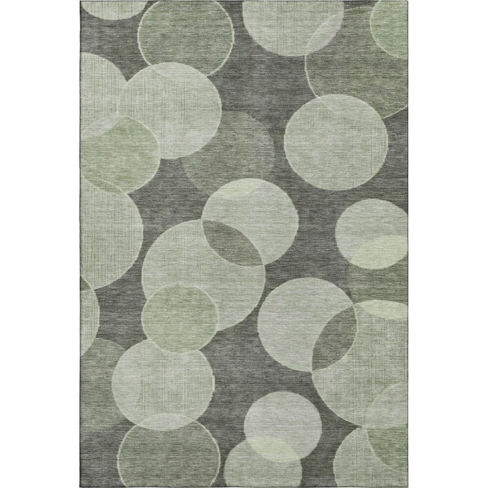 HomeRoots 9' X 12' Artichoke Green & Gray Geometric Area Rug - Washable, UV Protected, Stylish & Durable Design 700150
