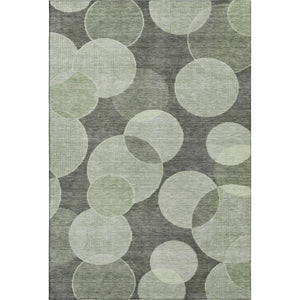 HomeRoots 9' X 12' Artichoke Green & Gray Geometric Area Rug - Washable, UV Protected, Stylish & Durable Design 700150