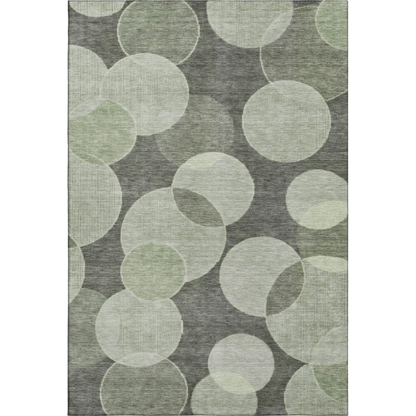 HomeRoots 9' X 12' Artichoke Green & Gray Geometric Area Rug - Washable, UV Protected, Stylish & Durable Design 700150