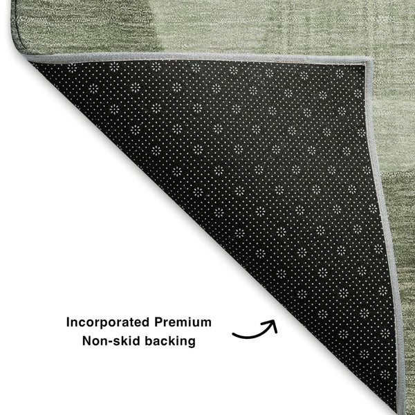 HomeRoots 9' X 12' Artichoke Green & Gray Geometric Area Rug - Washable, UV Protected, Stylish & Durable Design 700150