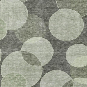 HomeRoots 9' X 12' Artichoke Green & Gray Geometric Area Rug - Washable, UV Protected, Stylish & Durable Design 700150