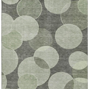 HomeRoots 9' X 12' Artichoke Green & Gray Geometric Area Rug - Washable, UV Protected, Stylish & Durable Design 700150