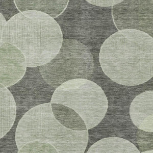 HomeRoots 10' X 14' Artichoke Green Geometric Washable Area Rug with UV Protection for Modern Living Spaces 700151