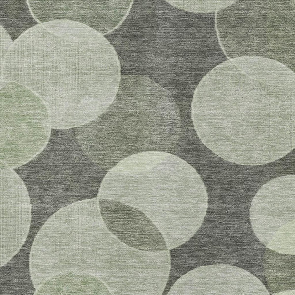 HomeRoots 10' X 14' Artichoke Green Geometric Washable Area Rug with UV Protection for Modern Living Spaces 700151