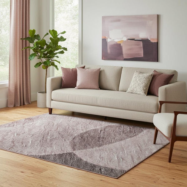 HomeRoots 5' X 8' Blush & Pink Geometric Area Rug - Washable, UV-Protected, Stylish & Family-Friendly Design 700153