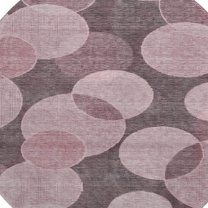 HomeRoots 8' Blush and Pink Geometric Round Rug – Washable, UV-Protected, Durable, Stylish for Any Space! 700154