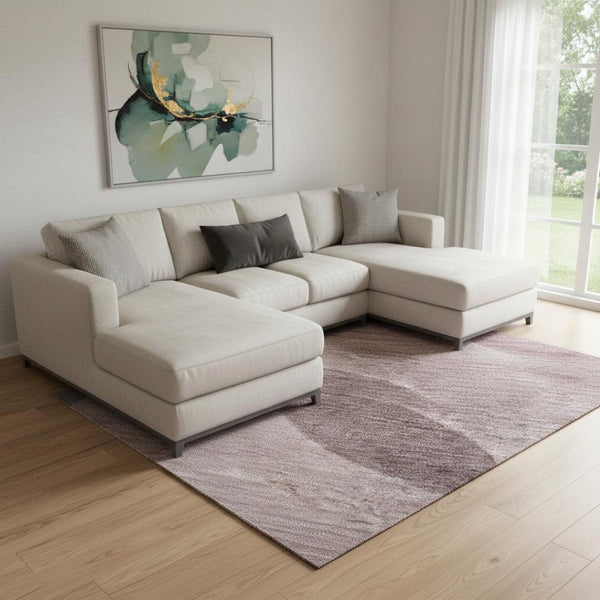 HomeRoots 8' X 10' Blush & Pink Geometric Area Rug - Washable, UV Protected, Stain-Resistant, Perfect for Homes! 700155