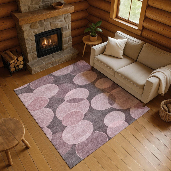 HomeRoots 10' Blush and Pink Washable Geometric Area Rug with UV Protection for Modern Living Spaces, Durable & Stylish 700157