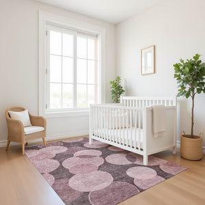 HomeRoots 10' Blush and Pink Washable Geometric Area Rug with UV Protection for Modern Living Spaces, Durable & Stylish 700157