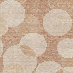 HomeRoots 5' Coral and Peach Geometric Area Rug - UV Protected, Machine-Washable, Soft, Durable Design for Homes 700159