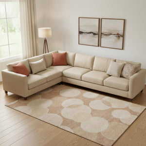 HomeRoots 10' X 14' Coral and Peach Geometric Area Rug - Durable, Washable, UV-Protected for Family Spaces 700163