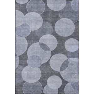 HomeRoots 5' X 8' Denim Blue & Sky Blue Geometric Washable Rug with UV Protection - Ideal for Family Spaces! 700165